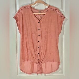 Dusty pink lightweight button up shirt
